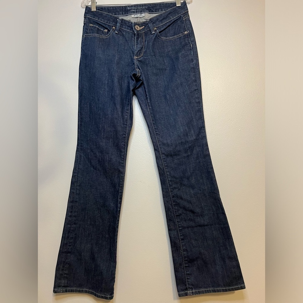 Y2K Banana Republic Urban Boot cut Womens Size 4 Blue Jean Low Rise Dark Wash - Picture 5 of 10